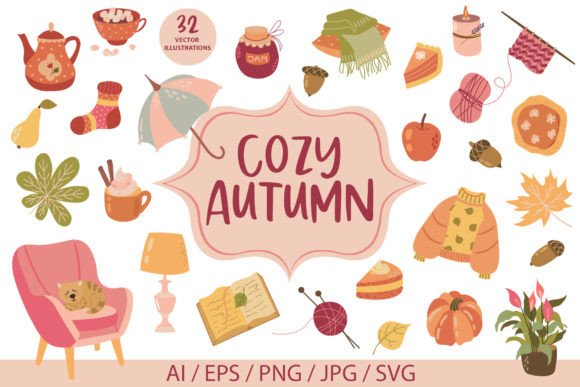 Cozy Autumn Set of Vector Illustrations Review