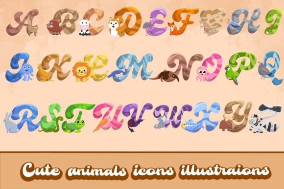Cute Animals Icons: Graphics & Illustrations