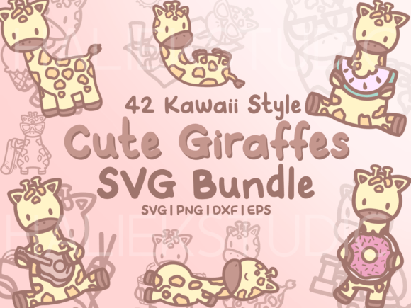 Cute Giraffes SVG Illustrations: Graphics & Design