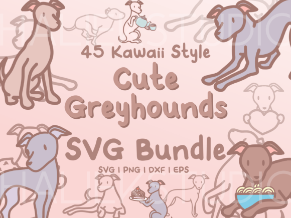Cute Greyhounds SVG Illustrations: Graphics & Illustrations