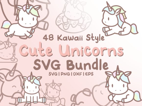 Cute Unicorns SVG Illustrations for Graphics