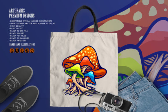 Fungus Red Mushroms Graphics & Illustrations
