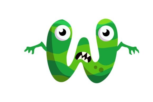 Kids Monster Alphabet W Illustrations Graphics