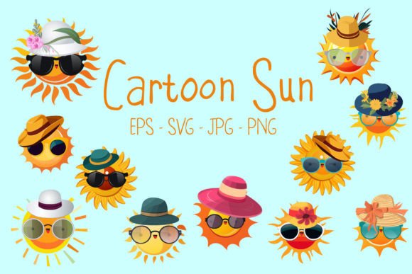 Summer Sun Set Illustrations for Graphics