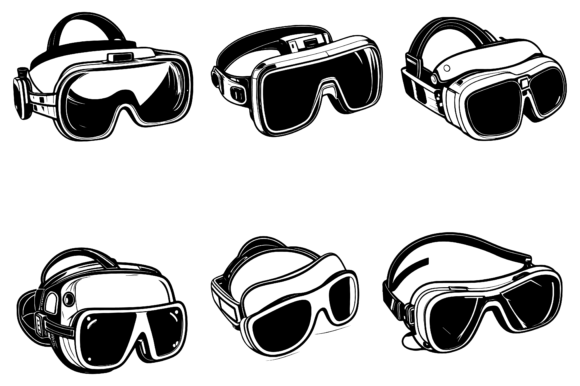 VR Glasses Vector Illustrations Design Review